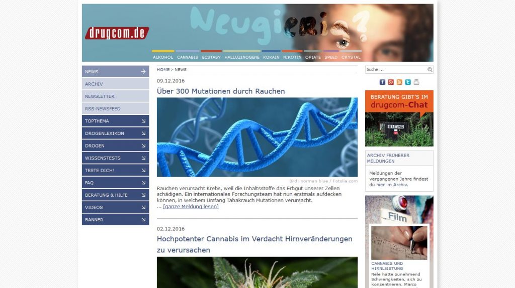 drugcom.de: Onlineplattform für die Suchtprävention