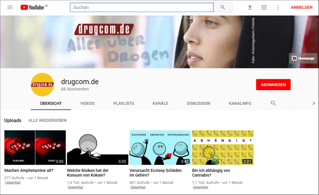 Neuer YouTube-Kanal für drugcom.de