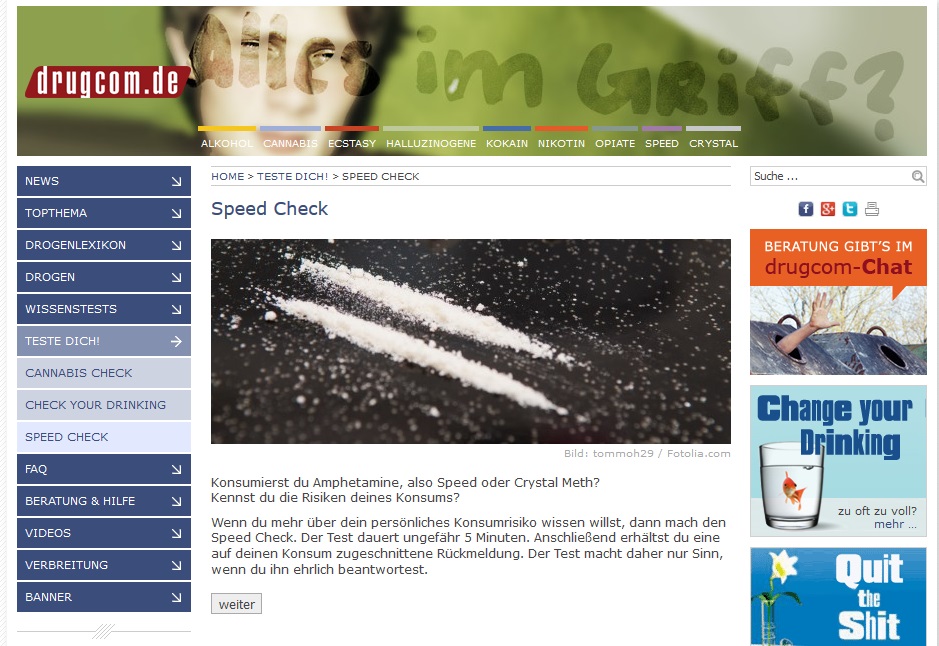 Speed Check: Test erstellt Risikoprofil bei Amphetaminkonsum